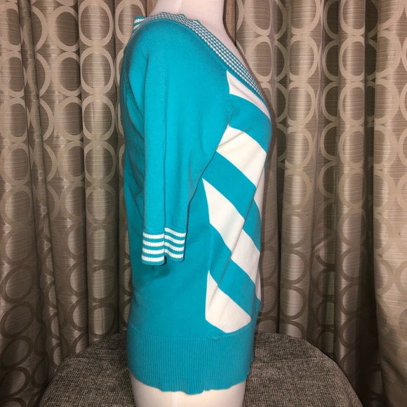 Color Block 3/4 Sleeve Sweater Top Sz Medium - Picture 4 of 5